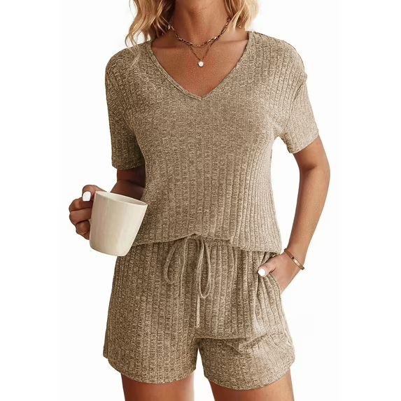Fantaslook 2 Piece Sets Summer Pajamas Womens Tops and Shorts Sleepwear Outfits Lounge Sets Casual
