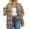 Fantaslook Plus Size Flannel Plaid Shirts for Women Long Sleeve Button Down Shirts Casual Loose Blouses Tops