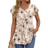 Fantaslook Womens Tops V Neck Short Sleeve Summer Shirts Babydoll Peplum Tops Tunic Dressy Casual Blouses