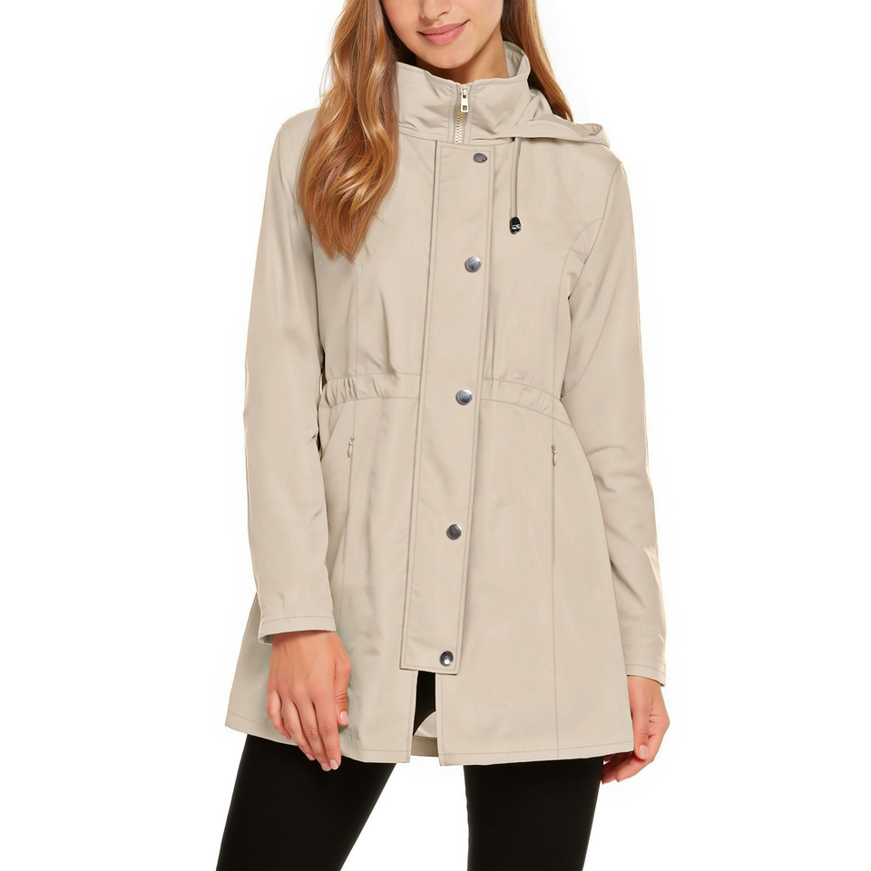 Fantaslook Fall Jackets for Women Hooded Windbreaker Water-Resistant Long Coat Outdoor Trench Coat with pockets