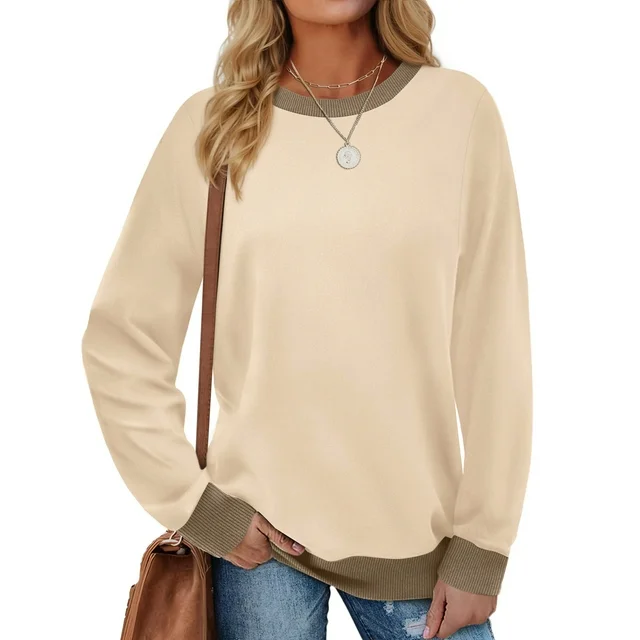 Fantaslook Color Block Sweatshirts for Women Crewneck Long Sleeve Shirts Fashion Tops Pullover Sweatshirts Fall Outfits