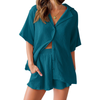 Fantaslook 2 Piece Womens Outfit Sets Button Down Shirts and Shorts Casual Lounge Sets Short Sleeve Pajamas Sets Summer Loungewear