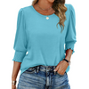 Fantaslook Blouses for Women Dressy Casual 3/4 Length Sleeve Womens Tops with Smocked Cuffs Fashion Shirts