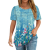Fantaslook Women Blouses Dressy Casual Summer Short Sleeve Shirts Crew Neck Pleated Tunic Tops