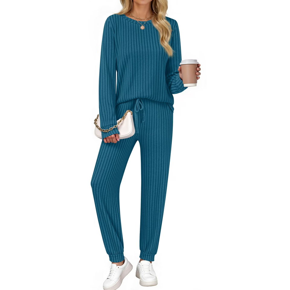 Fantaslook Two Piece Sets for Women Lounge Sets Casual Long Sleeve Tops and Long Pants Vacation Travel Fall Outfits Pajama Sets