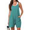 Fantaslook Jumpsuits for Women Casual Summer Rompers Sleeveless Loose Spaghetti Strap Shorts Overalls Jumpers with Pockets