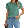Fantaslook Pleated Blouses for Women Dressy Casual Tops Business Work Shirts Ruffle Sleeve Crew Neck Summer Outfits