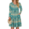 Fantaslook Long Sleeve Dresses for Women V Neck Casual Fall Dress Button Floral Midi Dresses with Pockets