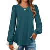 Fantaslook Eyelet Blouses for Women Dressy Casual Long Sleeve Shirts Crew Neck Fall Trendy Tops
