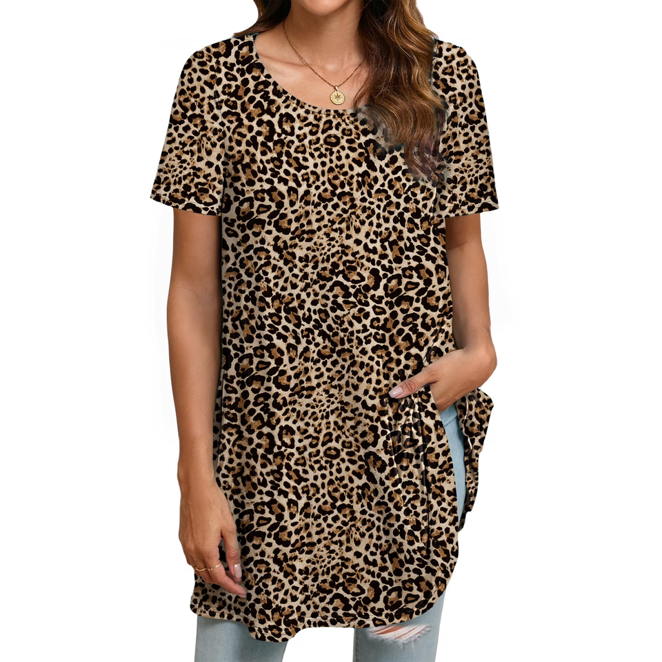 Fantaslook Plus Size Womens Tunic Tops Short Sleeve Casual Floral Shirts Swing Flare Dressy Blouses