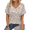 Fantaslook V Neck T Shirts for Women Floral Summer Tops Short Sleeve Shirts Casual Tunic Tops