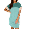 Fantaslook Summer Color Block Dresses for Women Crewneck Short Sleeve T shirts Dress Ribbed Dresses with Pockets