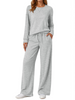 Fantaslook 2 Piece Womens Lounge Sets Casual Travel Outfits Fall Matching Sweatsuits Long Sleeve Sweatshirt and Wid Leg Pant Pajamas Set