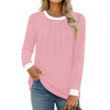 Fantaslook Women Blouses Color Block Long Sleeve Shirts Pleated Fall Tops Fashion Dressy Blouses
