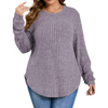 Fantaslook Womens Plus Size Tops Crewneck Long Sleeve Shirts Loose Tunic Tops Curved Hem Fall Pullover