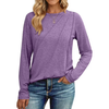 Fantaslook Long Sleeve Shirts for Women Pleated Crew Neck Casual Tops Fall Fashion Blouses Lightweight Clothes