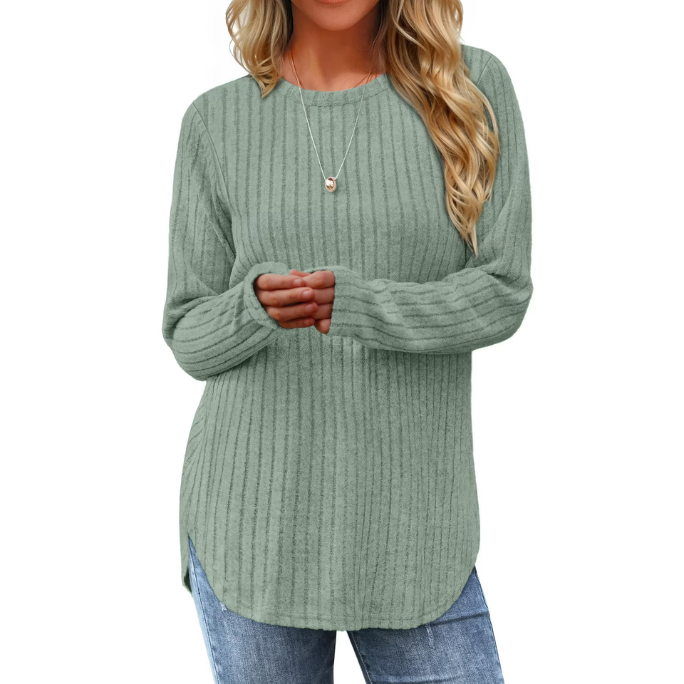 Fantaslook Long Sleeve Shirts for Women Casual Tunic Tops Dressy Crew Neck Pullover Fall Lightweight Sweaters for Women