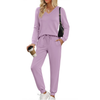 Fantaslook Two Piece Sets for Women Fall Outfits Fashion Lounge Sets V Neck Tops Long Pants Tracksuit Vacation Travel Outfits