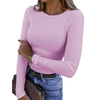 Fantaslook Fitted Long Sleeve Shirts for Women Stretch Casual Basic Tops Crewneck Ribbed Tees Shirts