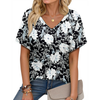 Fantaslook V Neck T Shirts for Women Floral Summer Tops Short Sleeve Shirts Casual Tunic Tops