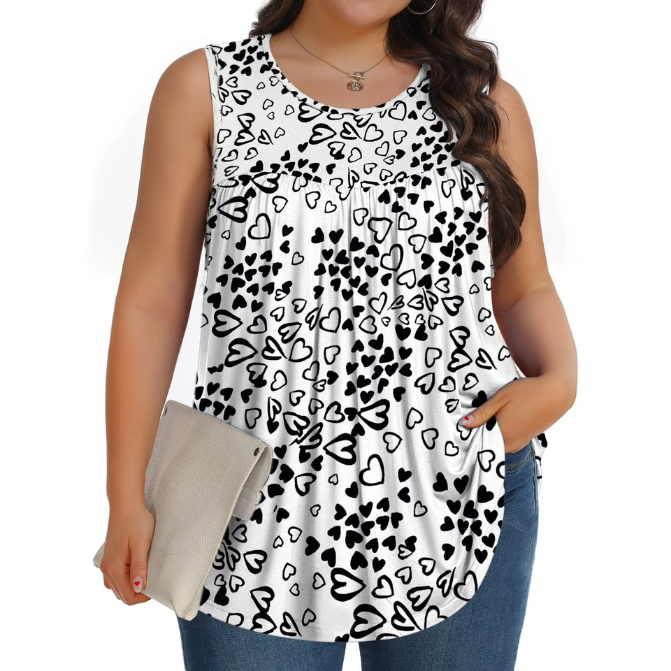 Fantaslook Plus Size Tank Tops for Women Tunic Sleeveless Shirts Dressy Casual Floral Blouses Loose Summer Tops