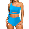 MOSHU One Shoulder Womens Bikini Sets High Waisted Bathing Suits for Women Tie High Cut Swimsuits
