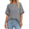 MOSHU Oversized T Shirts for Women Quilting Stitching Womens Shirts Classic Trendy Casual Tops