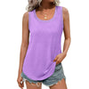 MOSHU Ribbed Trim Tank Tops for Women Flowy Round Neck Women Shirts Loose Fit Sleeveless Summer Tops