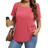 MOSHU Scoop Neck T-shirts for Women Short Sleeve Plus Size Tops Curved Hem Womens Shirts