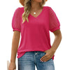 MOSHU Summer Womens Tops Dressy V Neck Blouses for Women Swiss Dot Puff Sleeve Shirts