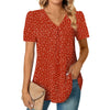 MOSHU T-shirts for Women Pleated Printed Short Sleeve Tunice Tops V Neck Summer Womens Shirts