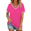 MOSHU V-Neck Women T Shirts Short Sleeve Loose Summer Tops for Women with Pocket