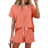MOSHU Womens Pajamas Sets Button Down Tops and Drawstring Shorts With Pockets Two Piece Lounge Sets Oufits