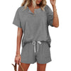 MOSHU Womens Pajamas Sets Button Down Tops and Drawstring Shorts With Pockets Two Piece Lounge Sets Oufits