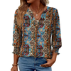 Fantaslook 3/4 Sleeve Womens Tops Dressy Casual Blouses V Neck Work Shirts Trendy Tops with Smocked Cuffs