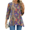 Fantaslook Plus Size Women Tunic Tops 3/4 Sleeve Dressy Casual Blouses Loose Flowy Floral Shirts