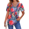 Fantaslook Blouses for Women Dressy Casual V Neck Pleated Tunic Tops Summer Short Sleeve Boho Shirts
