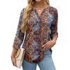 Fantaslook Womens Blouses 3/4 Sleeve V Neck Henley Shirts Dressy Casual Tops Summer Fall Fashion Clothes