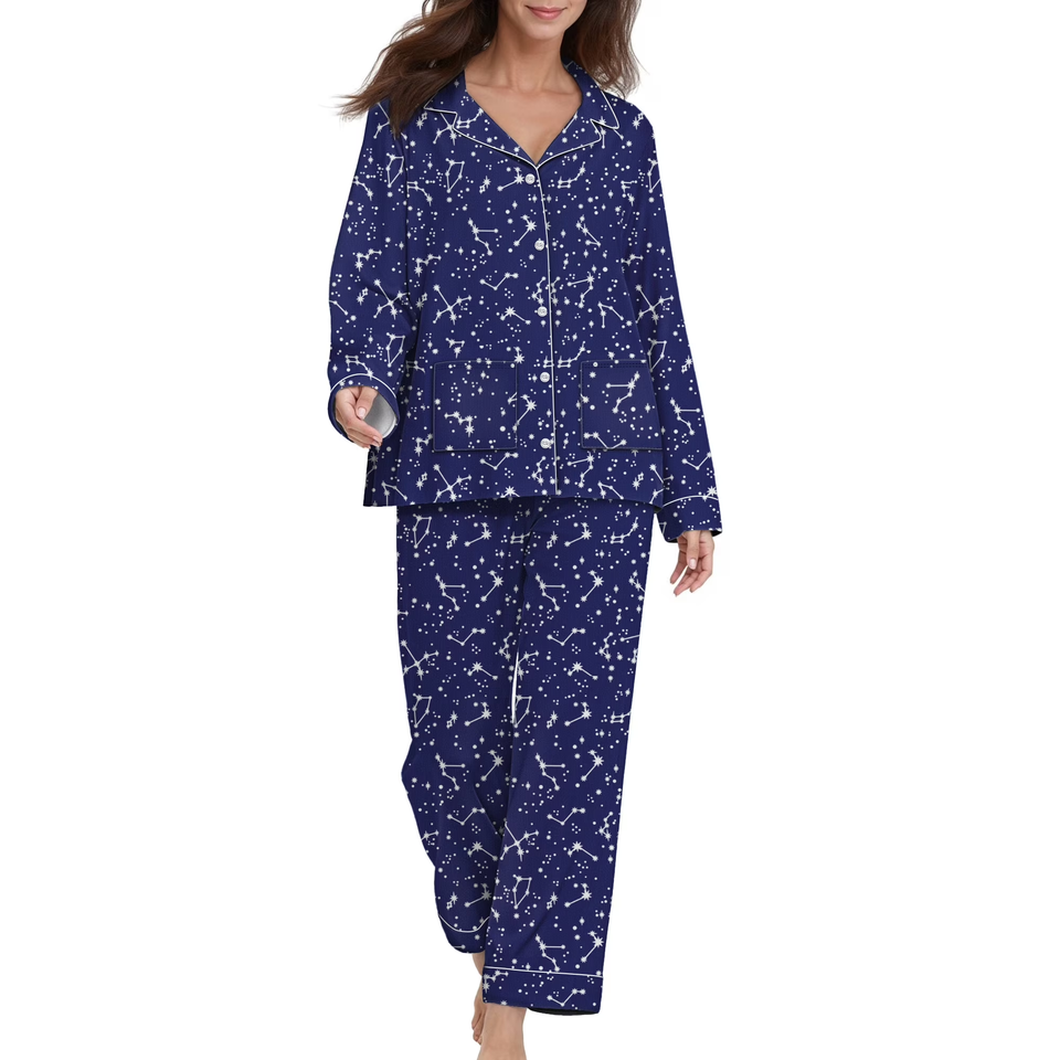 Fantaslook Womens Pajama Sets Button Down 2 Piece Pjs Long Sleeve Loose Floral Sleepwear with Pockets