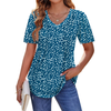 Fantaslook Blouses for Women Dressy Casual V Neck Pleated Tunic Tops Summer Short Sleeve Boho Shirts