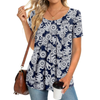 Fantaslook Dressy Blouses for Women Pleated Short Sleeve Tunic Tops Casual Floral Shirts