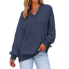 Fantaslook Waffle Knit Womens Sweatshirts Long Sleeve V Neck Shirt Loose Fall Outfits Pullover Casual Tops