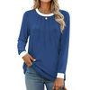 Fantaslook Women Blouses Color Block Long Sleeve Shirts Pleated Fall Tops Fashion Dressy Blouses