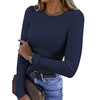 Fantaslook Fitted Long Sleeve Shirts for Women Stretch Casual Basic Tops Crewneck Ribbed Tees Shirts