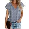 Fantaslook Blouses for Women Floral Boho Summer Tops V Neck Short Sleeve Shirts