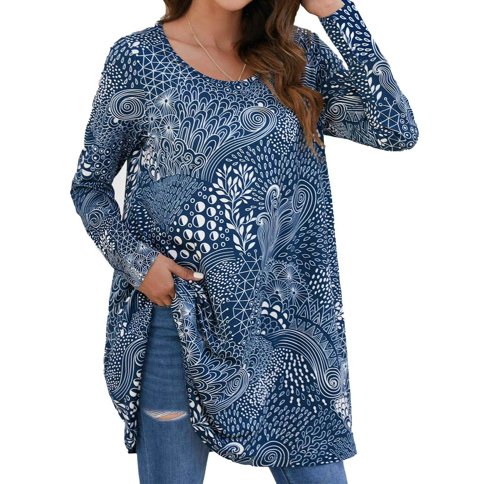 Fantaslook Womens Plus Size Tops Casual Long Sleeve Shirts Dressy Tunic Tops Fall Loose Blouses