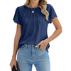 Fantaslook Pleated Blouses for Women Dressy Casual Tops Business Work Shirts Ruffle Sleeve Crew Neck Summer Outfits
