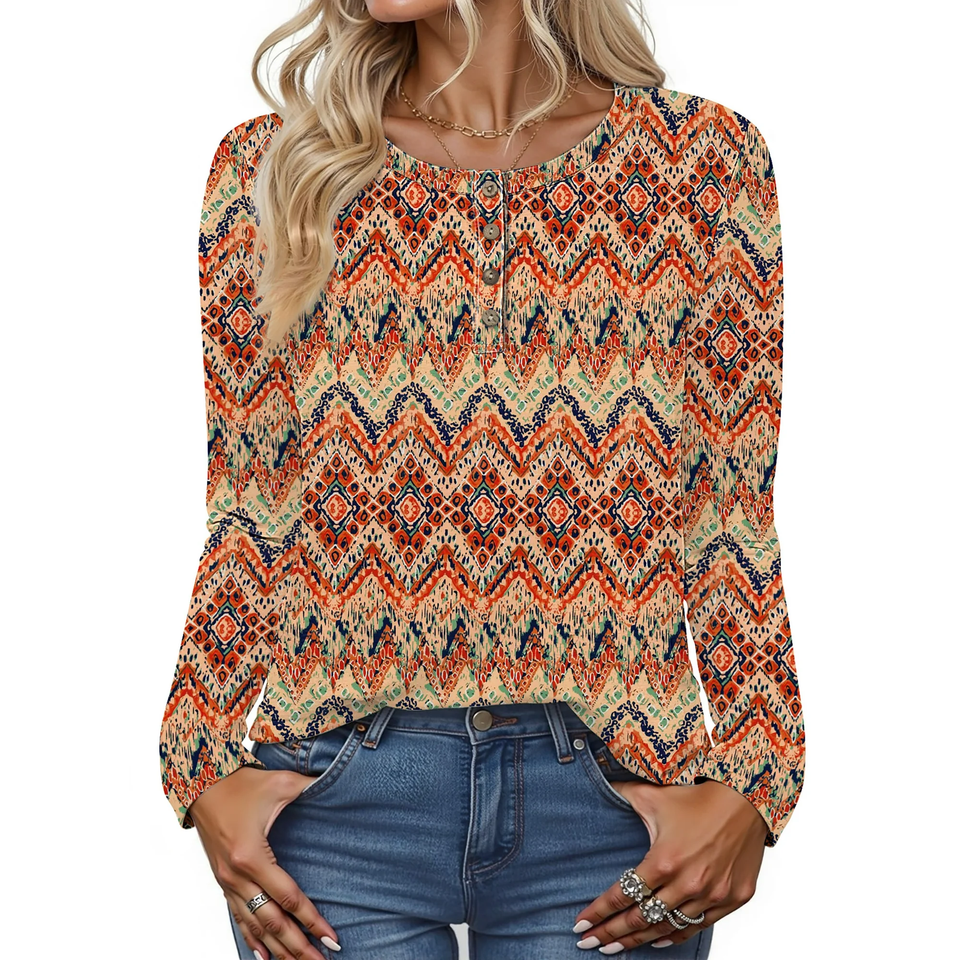 Fantaslook Blouses for Women Henley Long Sleeve Shirts Dressy Casual Fall Tops Work Blouses