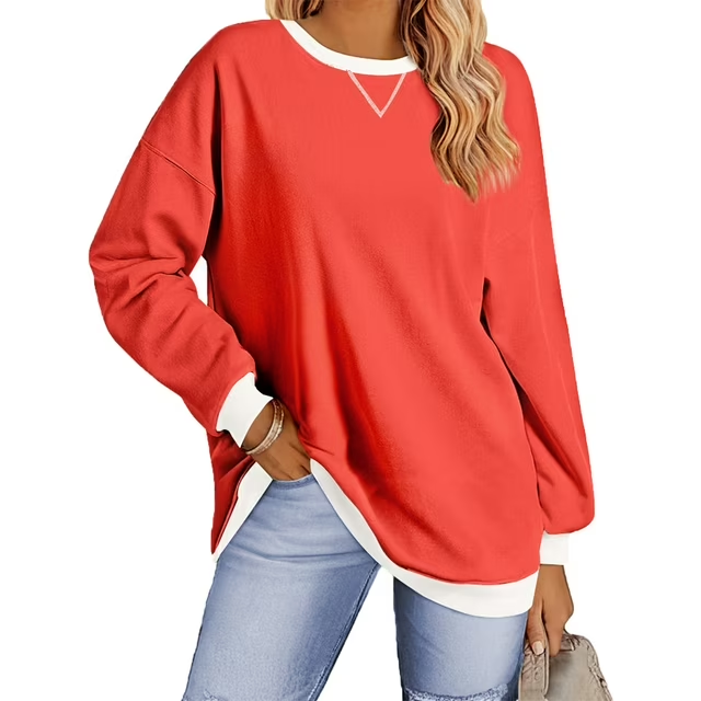 Fantaslook Color Block Sweatshirts for Women Crewneck Long Sleeve Oversized Pullover Tops Casual Fall Outfits