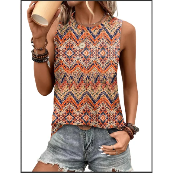 Fantaslook Womens Tank Tops Dressy Casual Sleeveless Blouses Crew Neck Pleated Tunic Shirts Summer Tops